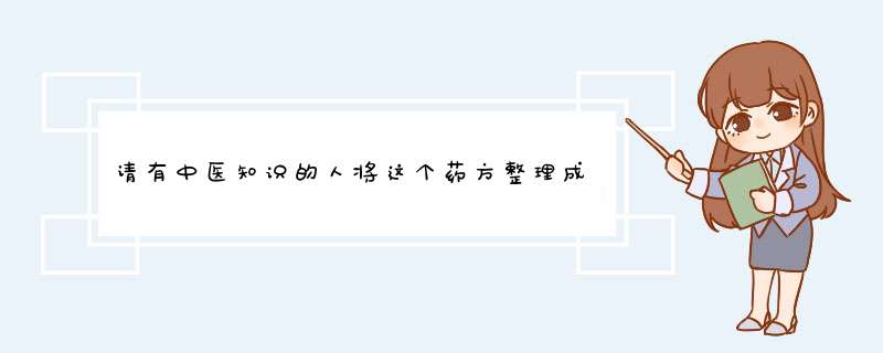 请有中医知识的人将这个药方整理成电子稿，由于没有中药的相关知识，有几个字认不全，不知道是什么药,第1张